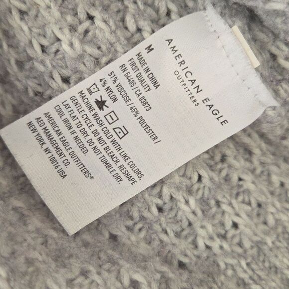 American Eagle Sweater M Knit Cowl Neck Dream Spun Mock Neck Grey - Picture 4 of 5